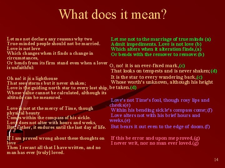 What does it mean? Let me not declare any reasons why two True-minded people