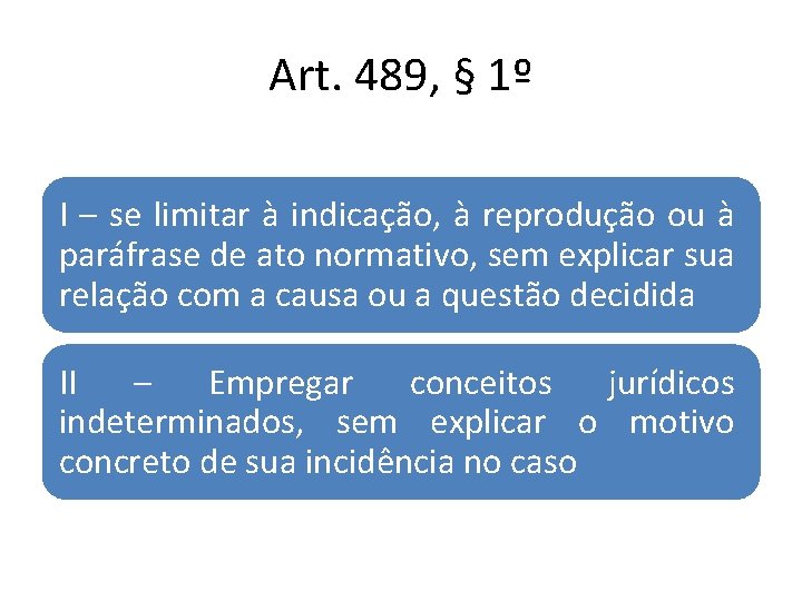 Art. 489, § 1º I – se limitar à indicação, à reprodução ou à Art. 489, § 1º I – se limitar à indicação, à reprodução ou à