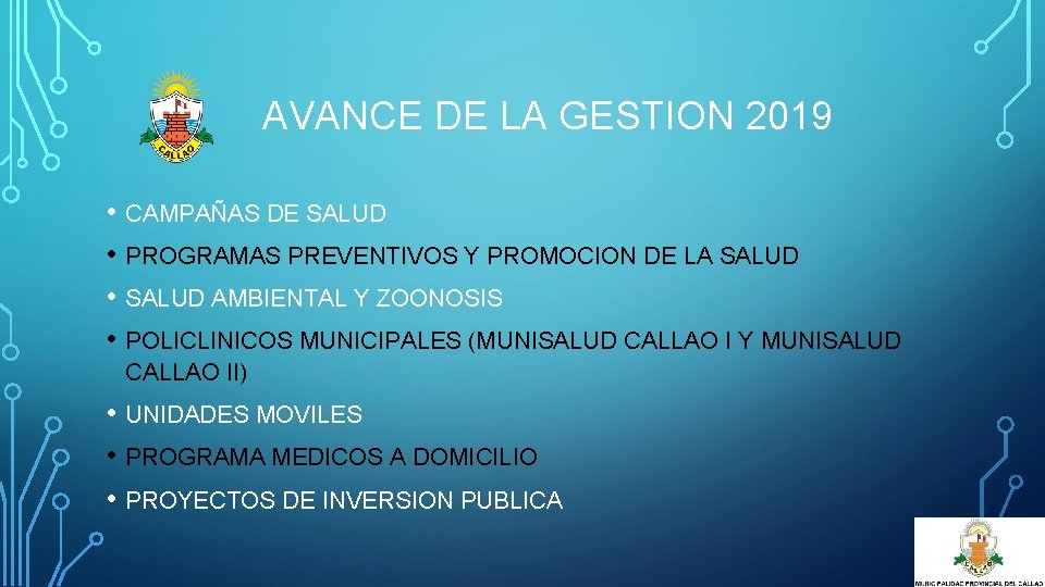 AVANCE DE LA GESTION 2019 • CAMPAÑAS DE SALUD • PROGRAMAS PREVENTIVOS Y PROMOCION