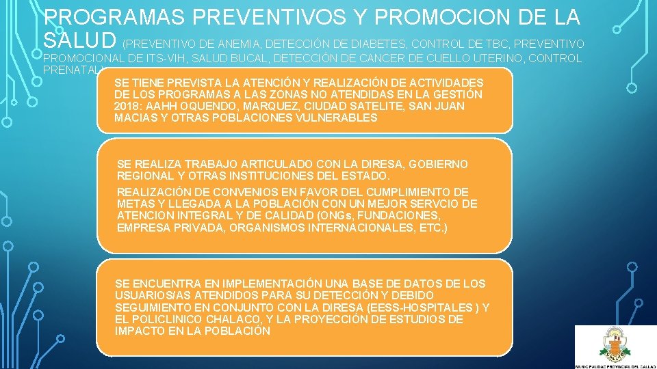 PROGRAMAS PREVENTIVOS Y PROMOCION DE LA SALUD (PREVENTIVO DE ANEMIA, DETECCIÓN DE DIABETES, CONTROL