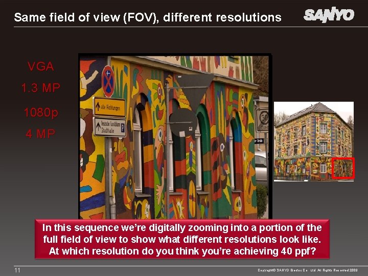 Same field of view (FOV), different resolutions VGA 1. 3 MP 1080 p 4