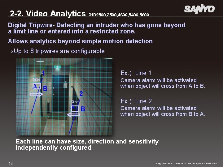 2 -2. Video Analytics : HD 2500, 3500, 4600, 5400, 5600 Digital Tripwire- Detecting
