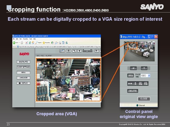 Cropping function : HD 2500, 3500, 4600, 5400, 5600 Each stream can be digitally