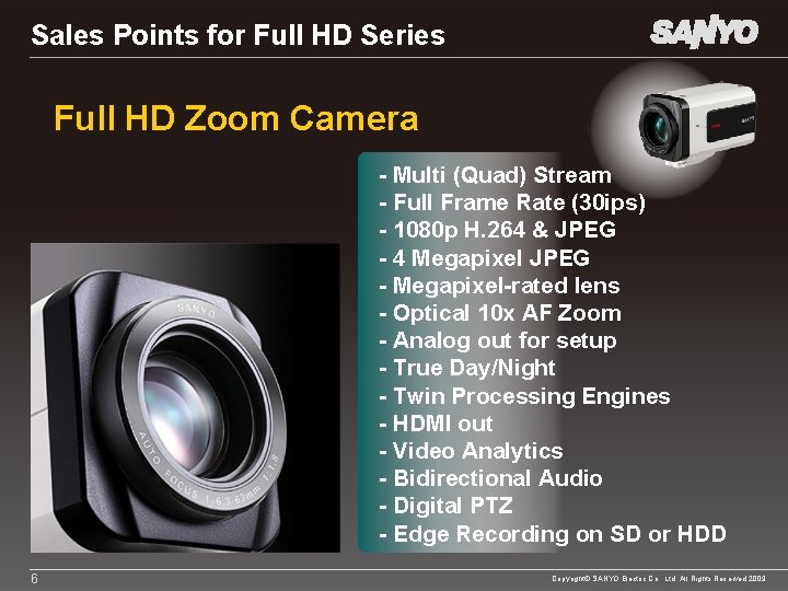 Sales Points for Full HD Series Full HD Zoom Camera - Multi (Quad) Stream