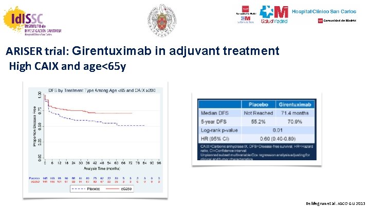 ARISER trial: Girentuximab in adjuvant treatment High CAIX and age<65 y Belldegrun et al.