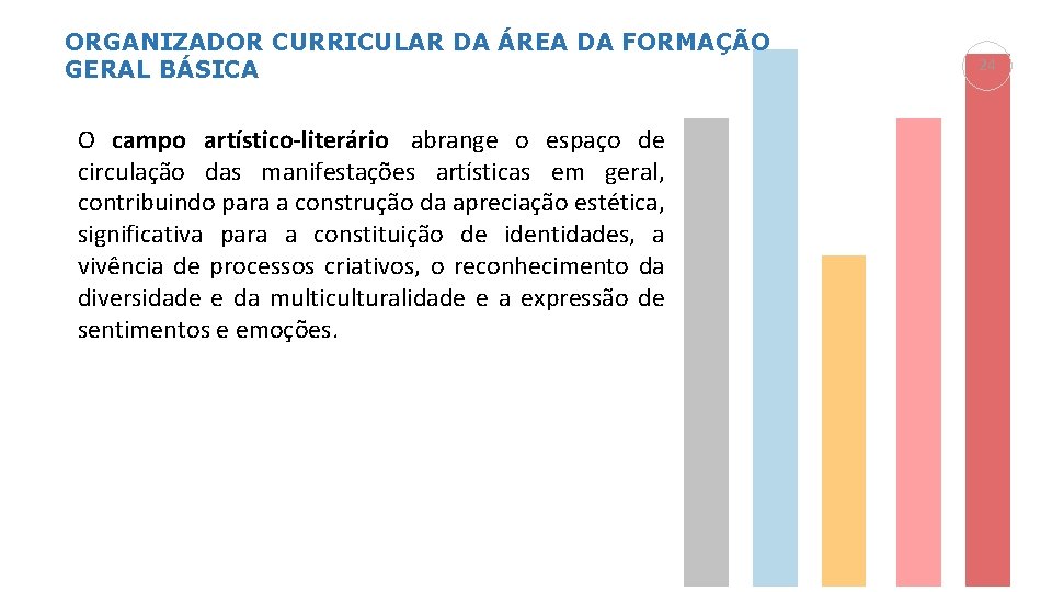 ORGANIZADOR CURRICULAR DA ÁREA DA FORMAÇÃO GERAL BÁSICA O campo artístico-literário abrange o espaço