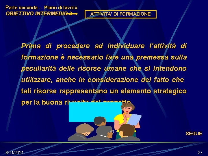 Parte seconda - Piano di lavoro OBIETTIVO INTERMEDIO 3 ATTIVITA’ DI FORMAZIONE Prima di