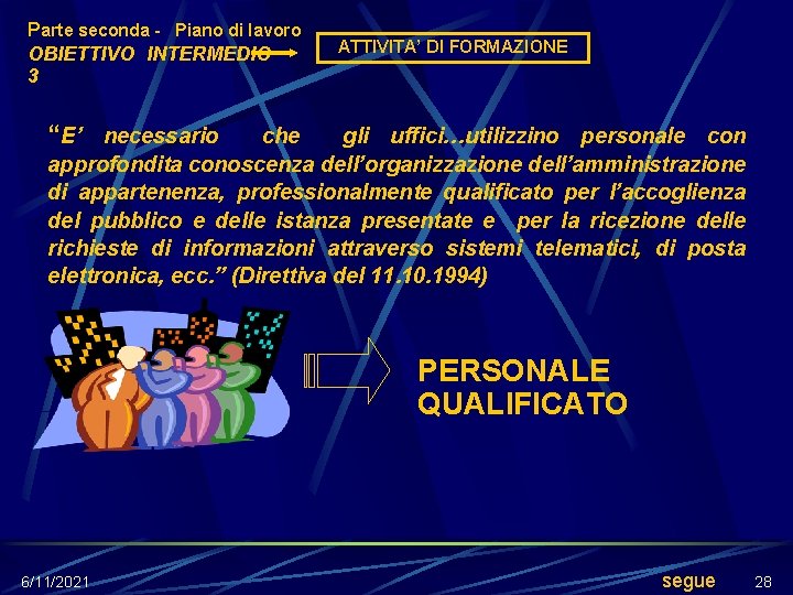 Parte seconda - Piano di lavoro OBIETTIVO INTERMEDIO 3 ATTIVITA’ DI FORMAZIONE “E’ necessario