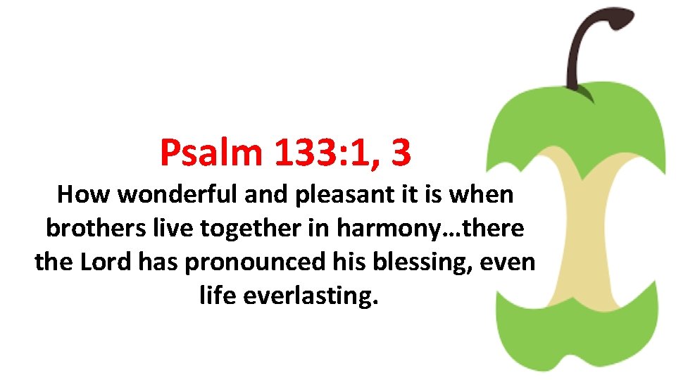 Psalm 133: 1, 3 How wonderful and pleasant it is when brothers live together