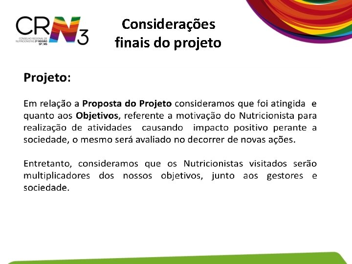 Considerações finais do projeto 