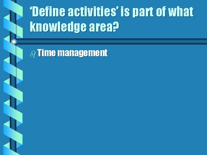 ‘Define activities’ is part of what knowledge area? b Time management 