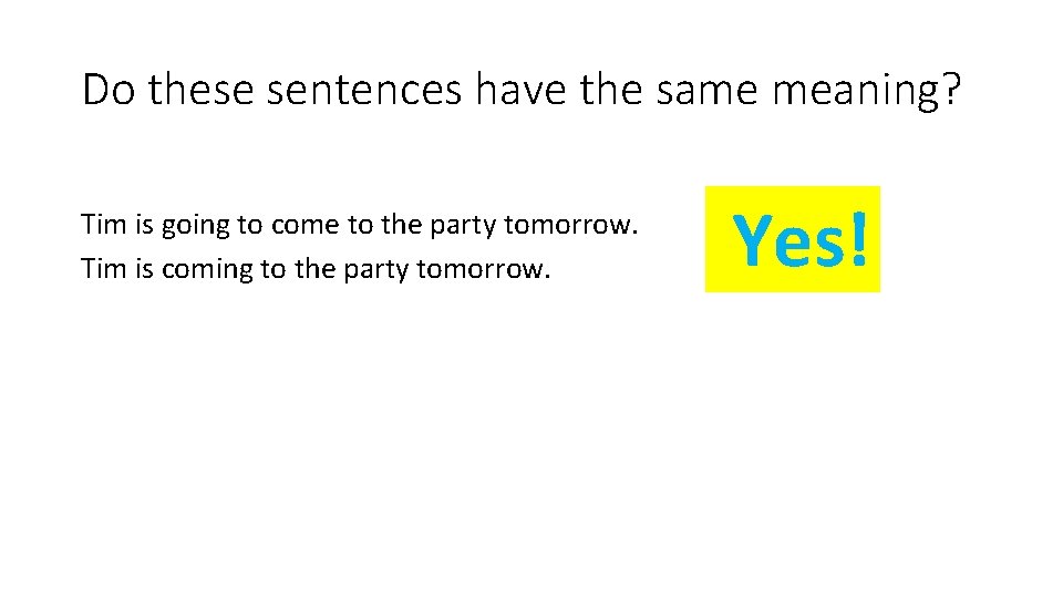 Do these sentences have the same meaning? Tim is going to come to the