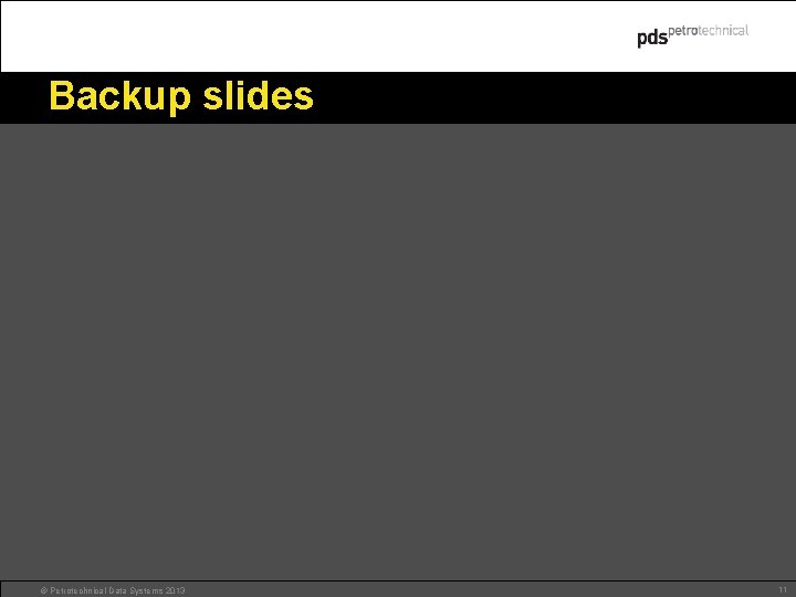 Backup slides © Petrotechnical Data Systems 2013 11 