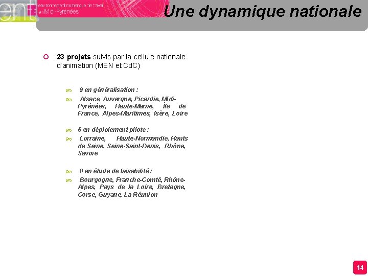 Une dynamique nationale ¢ 23 projets suivis par la cellule nationale d’animation (MEN et Une dynamique nationale ¢ 23 projets suivis par la cellule nationale d’animation (MEN et