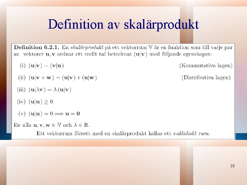 Definition av skalärprodukt 10 