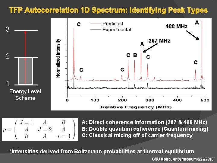 TFP Autocorrelation 1 D Spectrum: Identifying Peak Types 3 C A 488 MHz A