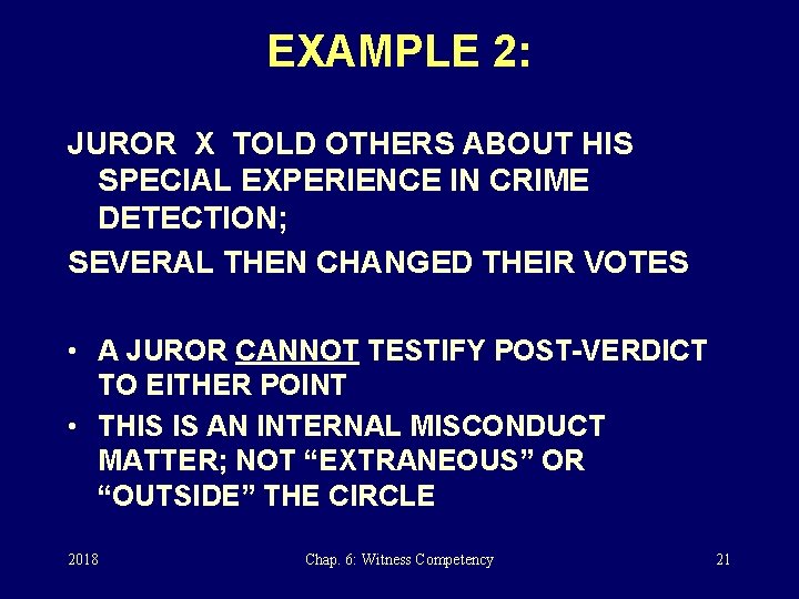 EXAMPLE 2: JUROR X TOLD OTHERS ABOUT HIS SPECIAL EXPERIENCE IN CRIME DETECTION; SEVERAL