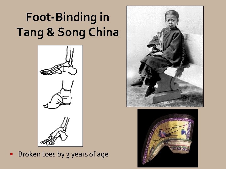 Foot-Binding in Tang & Song China • Broken toes by 3 years of age