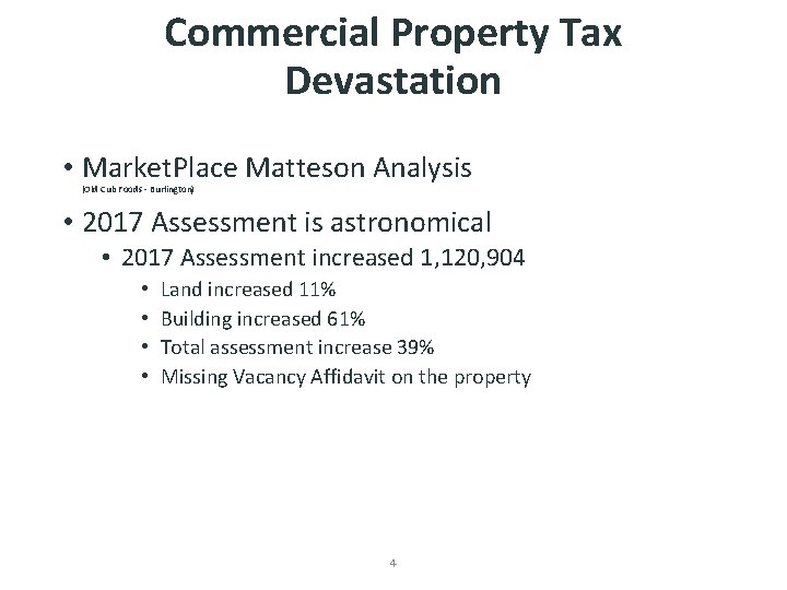 Commercial Property Tax Devastation • Market. Place Matteson Analysis (Old Cub Foods - Burlington)