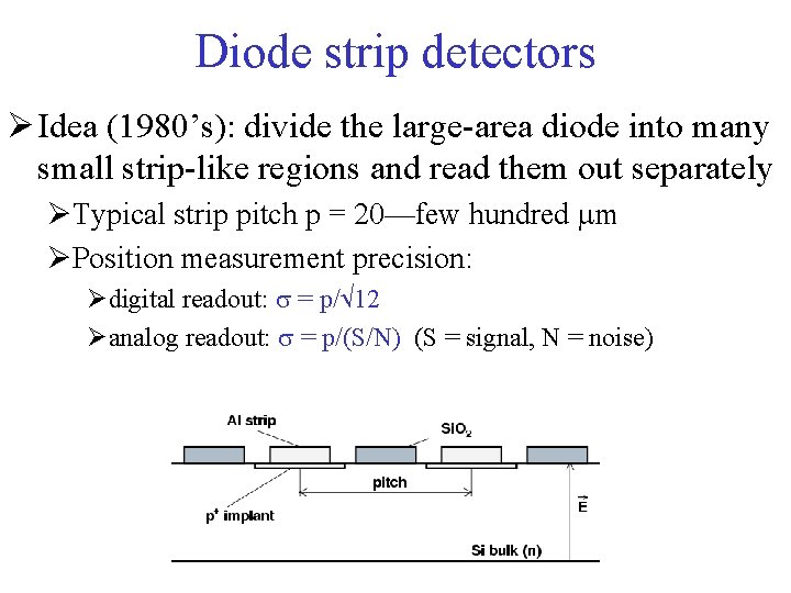Diode strip detectors Ø Idea (1980’s): divide the large-area diode into many small strip-like