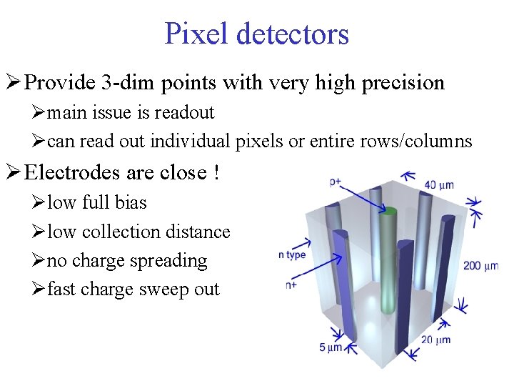 Pixel detectors Ø Provide 3 -dim points with very high precision Ømain issue is