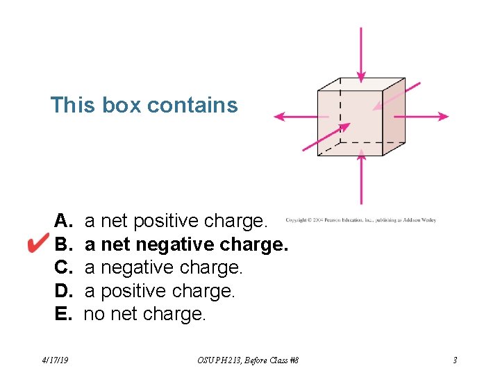 This box contains A. B. C. D. E. 4/17/19 a net positive charge. a