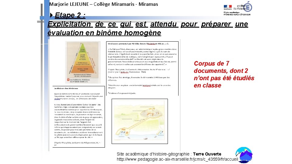 Marjorie LEJEUNE – Collège Miramaris - Miramas Etape 2 : Explicitation de ce qui