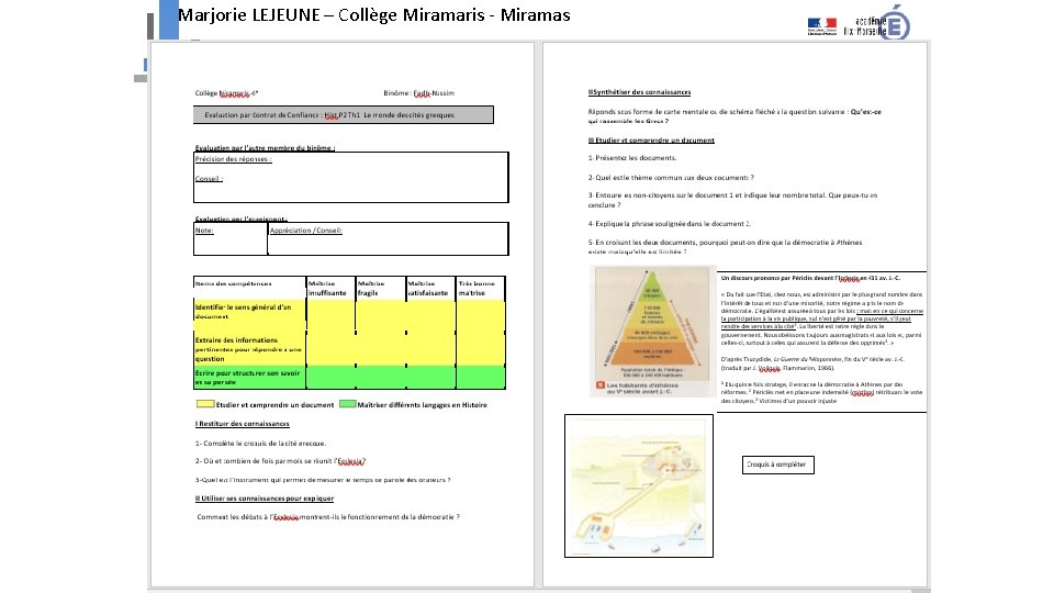 Marjorie LEJEUNE – Collège Miramaris - Miramas 