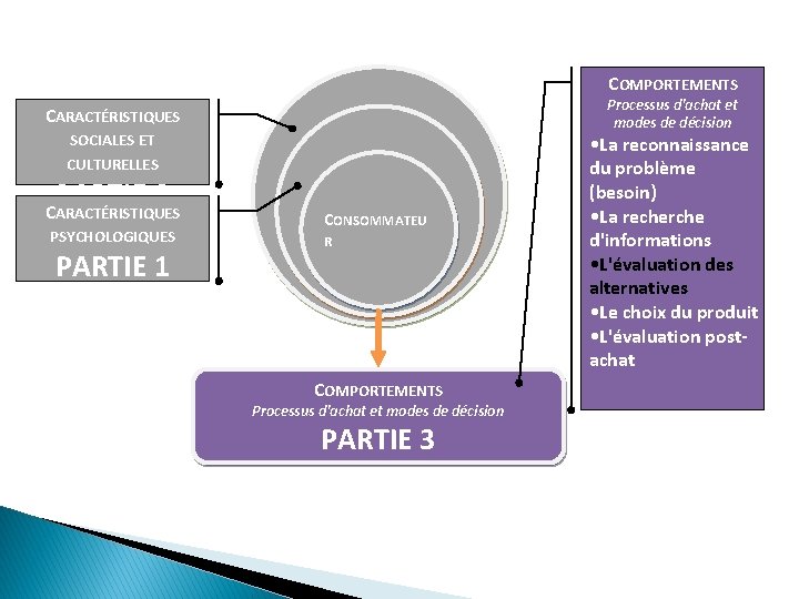 COMPORTEMENTS Processus d'achat et modes de décision CARACTÉRISTIQUES SOCIALES ET CULTURELLES PARTIE 2 CARACTÉRISTIQUES