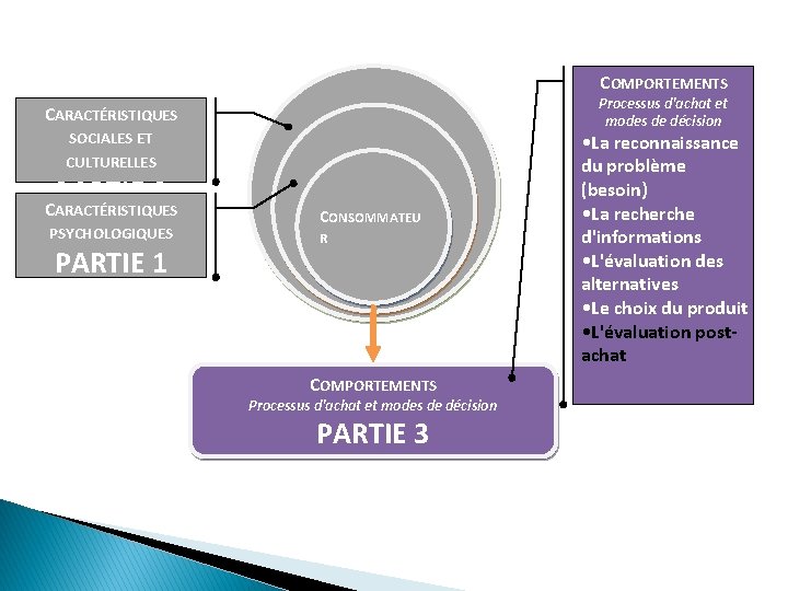 COMPORTEMENTS Processus d'achat et modes de décision CARACTÉRISTIQUES SOCIALES ET CULTURELLES PARTIE 2 CARACTÉRISTIQUES