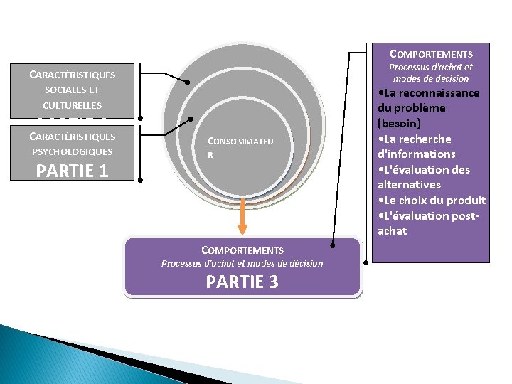 COMPORTEMENTS Processus d'achat et modes de décision CARACTÉRISTIQUES SOCIALES ET CULTURELLES PARTIE 2 CARACTÉRISTIQUES