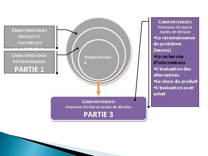 COMPORTEMENTS Processus d'achat et modes de décision CARACTÉRISTIQUES SOCIALES ET CULTURELLES PARTIE 2 CARACTÉRISTIQUES