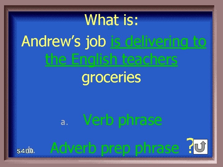 What is: Andrew’s job is delivering to the English teachers groceries 1 - 100