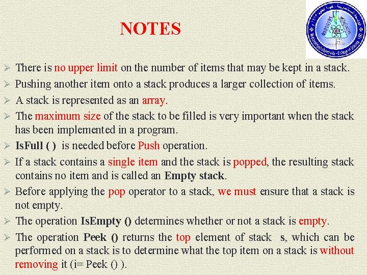 NOTES Ø There is no upper limit on the number of items that may
