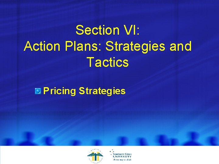 Section VI: Action Plans: Strategies and Tactics Pricing Strategies 