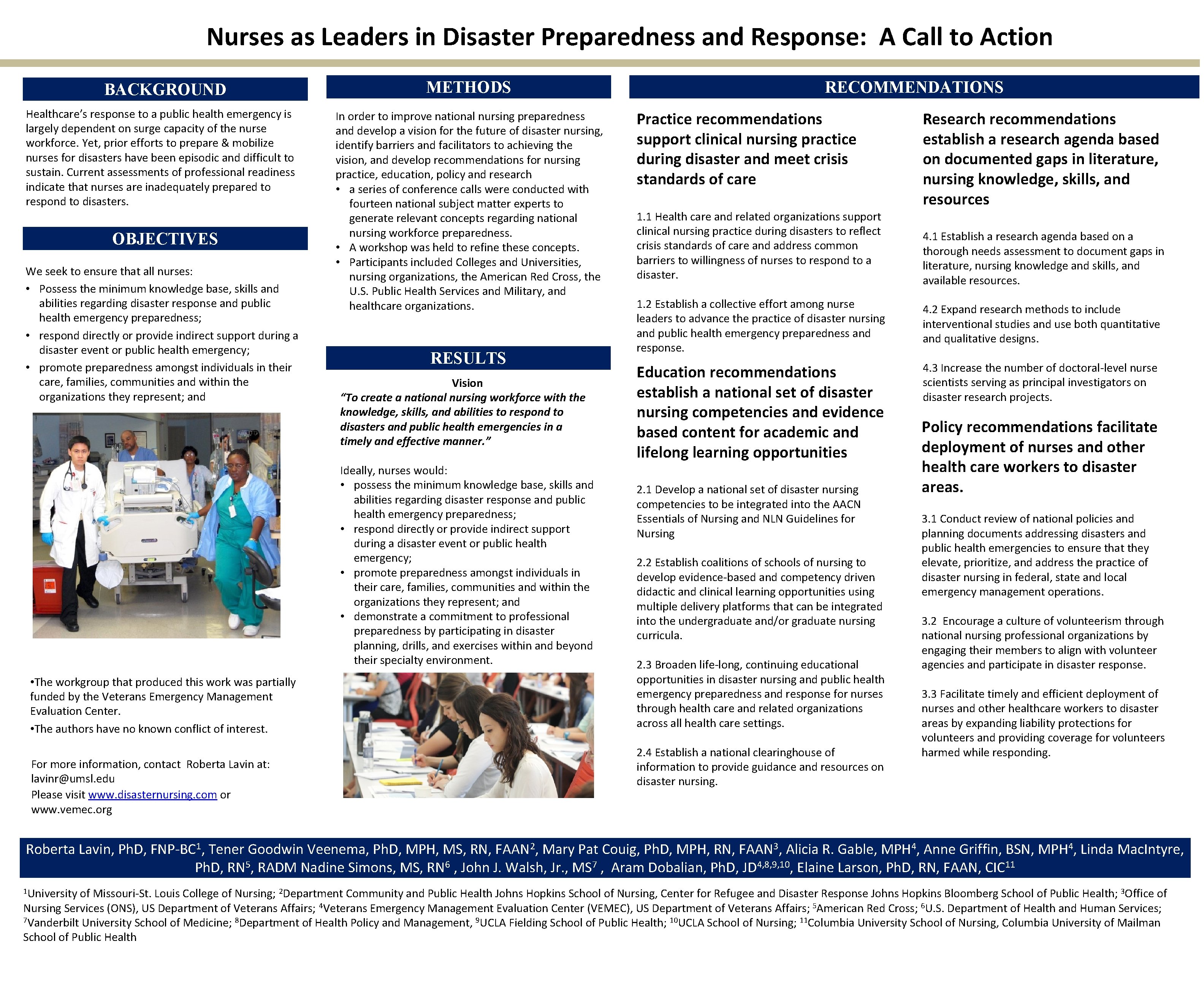 Nurses as Leaders in Disaster Preparedness and Response: A Call to Action BACKGROUND Healthcare’s