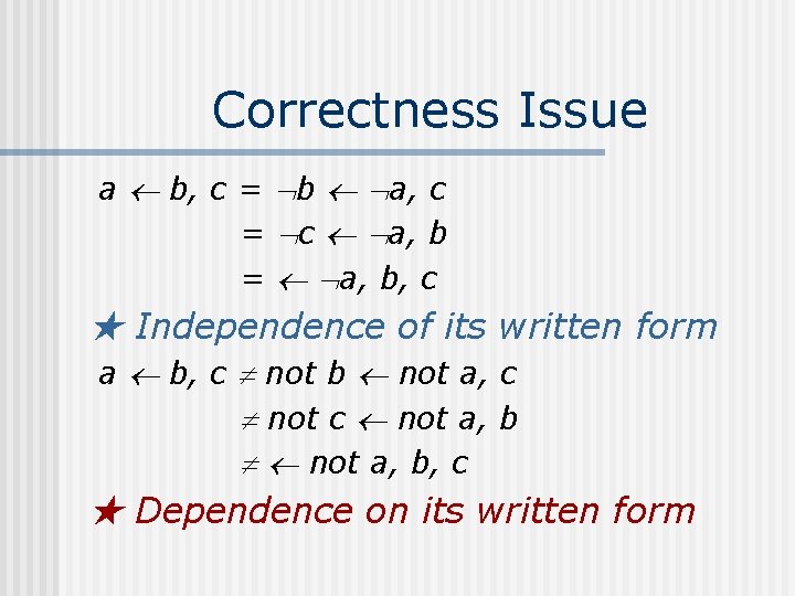 Correctness Issue a b, c = b a, c = c a, b =