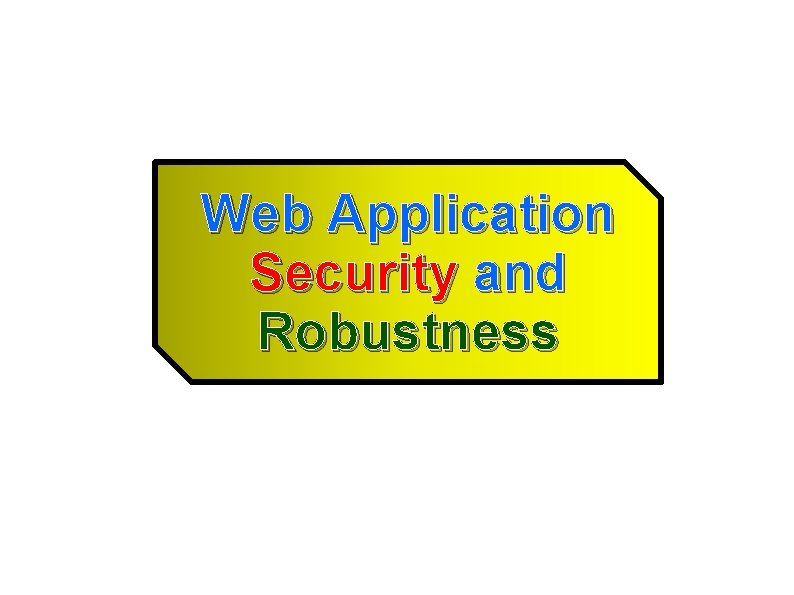 Web Application Security and Robustness 