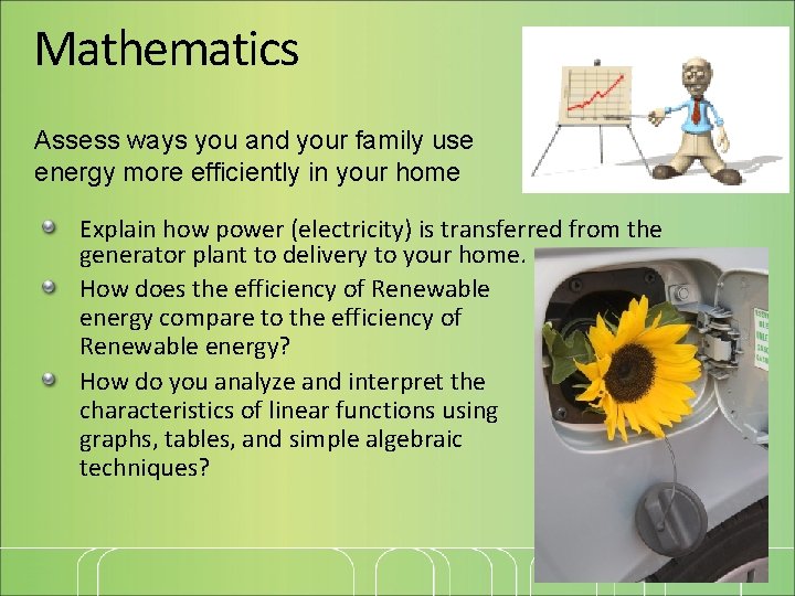 Mathematics Assess ways you and your family use energy more efficiently in your home