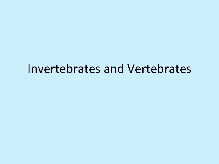 Invertebrates and Vertebrates 