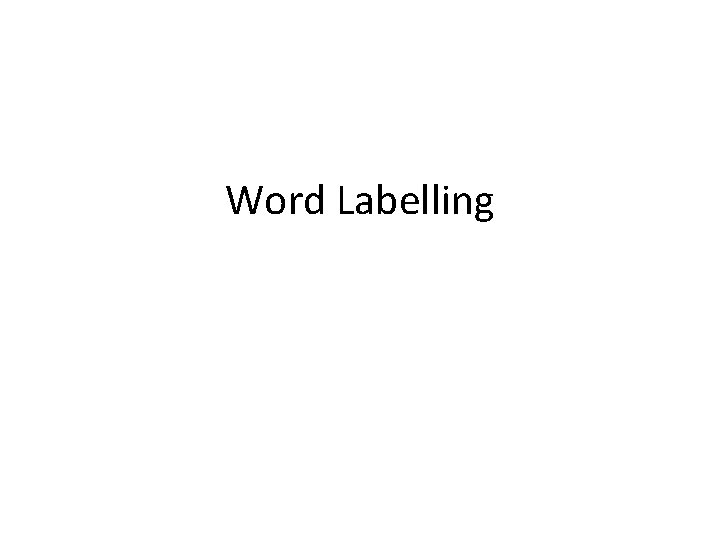 Word Labelling 
