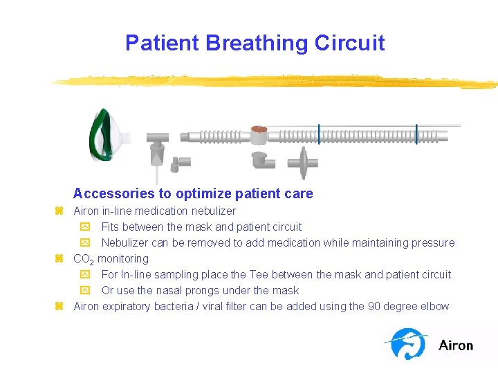 Patient Breathing Circuit Accessories to optimize patient care z Airon in-line medication nebulizer y