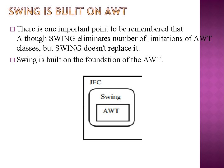 � There is one important point to be remembered that Although SWING eliminates number