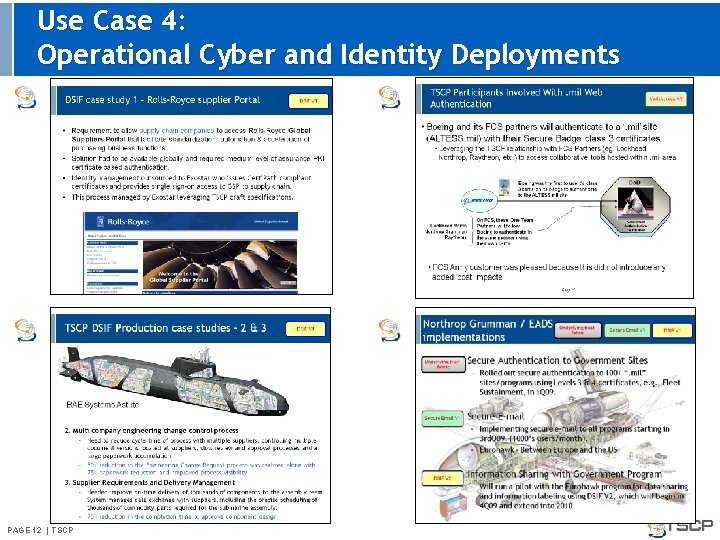 Use Case 4: Operational Cyber and Identity Deployments PAGE 12 | TSCP 