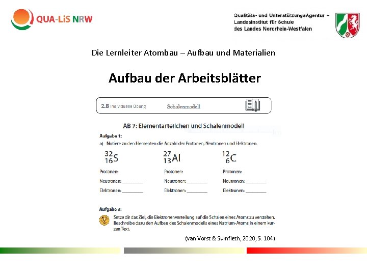 Die Lernleiter Atombau – Aufbau und Materialien Aufbau der Arbeitsblätter (van Vorst & Sumfleth, Die Lernleiter Atombau – Aufbau und Materialien Aufbau der Arbeitsblätter (van Vorst & Sumfleth,
