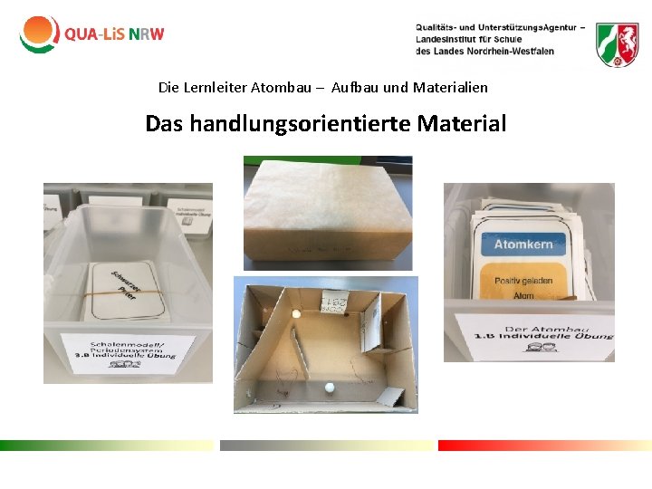 Die Lernleiter Atombau – Aufbau und Materialien Das handlungsorientierte Material Die Lernleiter Atombau – Aufbau und Materialien Das handlungsorientierte Material