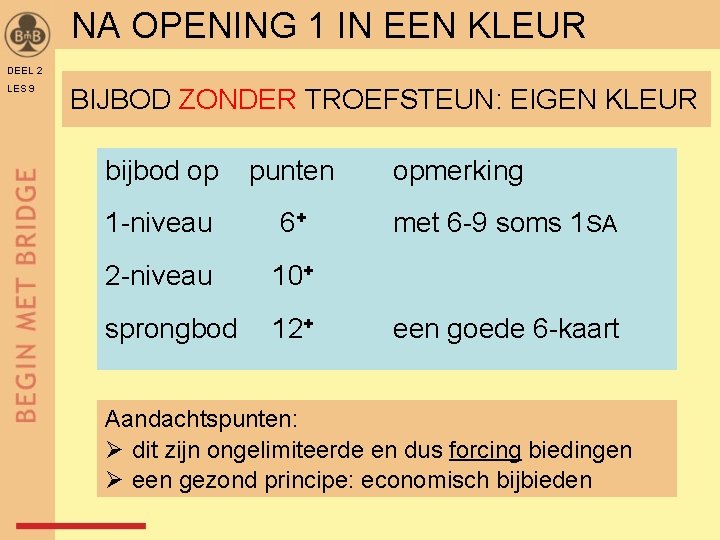 NA OPENING 1 IN EEN KLEUR DEEL 2 LES 9 BIJBOD ZONDER TROEFSTEUN: EIGEN