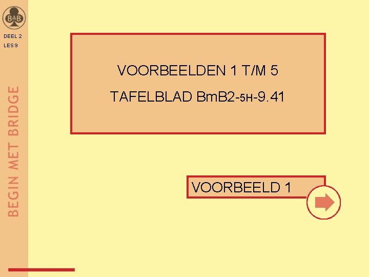 DEEL 2 LES 9 VOORBEELDEN 1 T/M 5 TAFELBLAD Bm. B 2 -5 H-9.