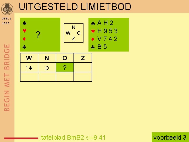 UITGESTELD LIMIETBOD DEEL 2 LES 9 W 1 N ? W O Z N