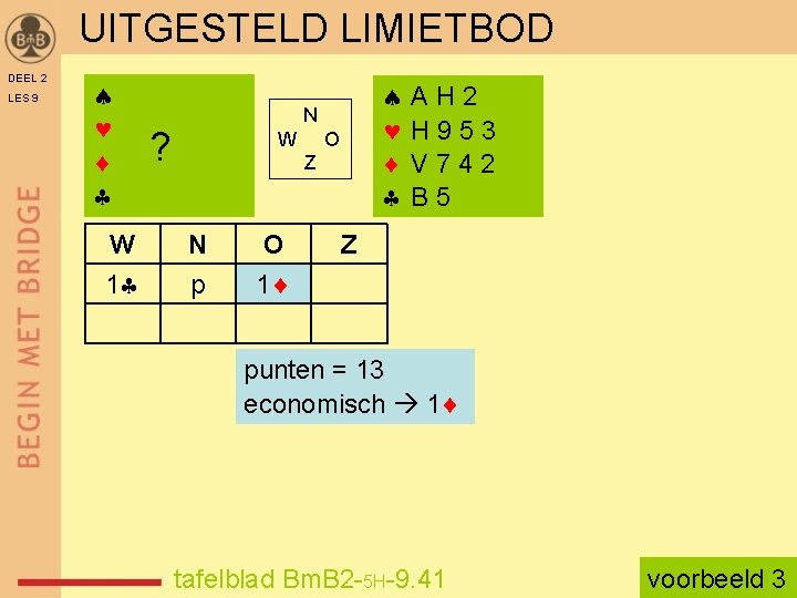 UITGESTELD LIMIETBOD DEEL 2 LES 9 W 1 N ? W O Z N